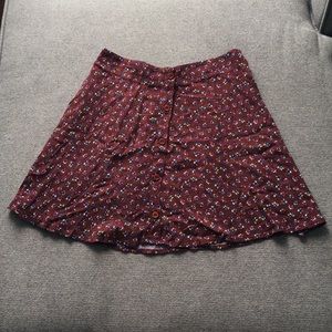 Lush Brown Flower Printed Mini Skirt